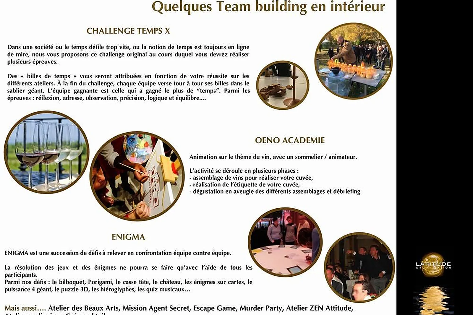 Team building original, TEAM BUILDING - MONTELIMAR (DRÔME) : LATITUDE ORGANISATION