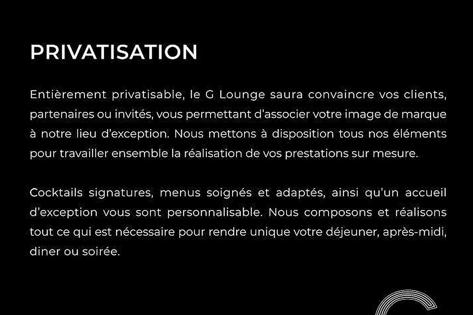 Lieux événementiels, G LOUNGE